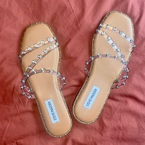 Steve Madden Clear Strap Studded Sandals 8